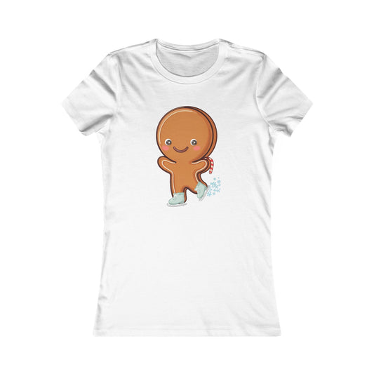 Kawaii Gingerbread Skating Tee for Cozy Holiday Outfits