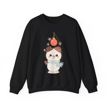 Cute Snowman Christmas Sweatshirt, Kawaii Holiday Crewneck