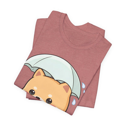 Kawaii Shiba Inu Umbrella T-Shirt for Rainy Day Fans