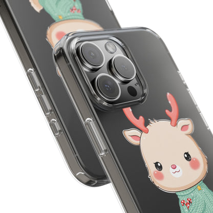 Kawaii Reindeer Clear Impact-Resistant Phone Case