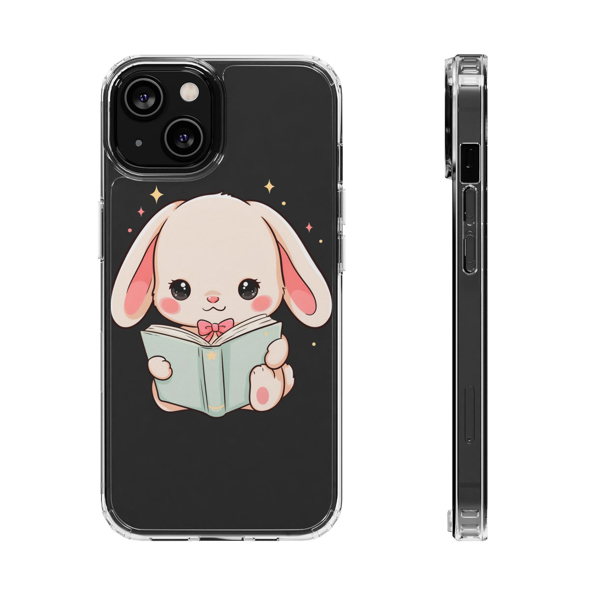 Kawaii Reading Bunny Clear Impact-Resistant Case