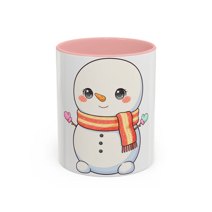 Kawaii Snowman Christmas Mug, Cute Holiday Accent Coffee Mug