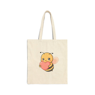 Kawaii Bee Tote Bag, Cute Heart Hugger Canvas Shopper