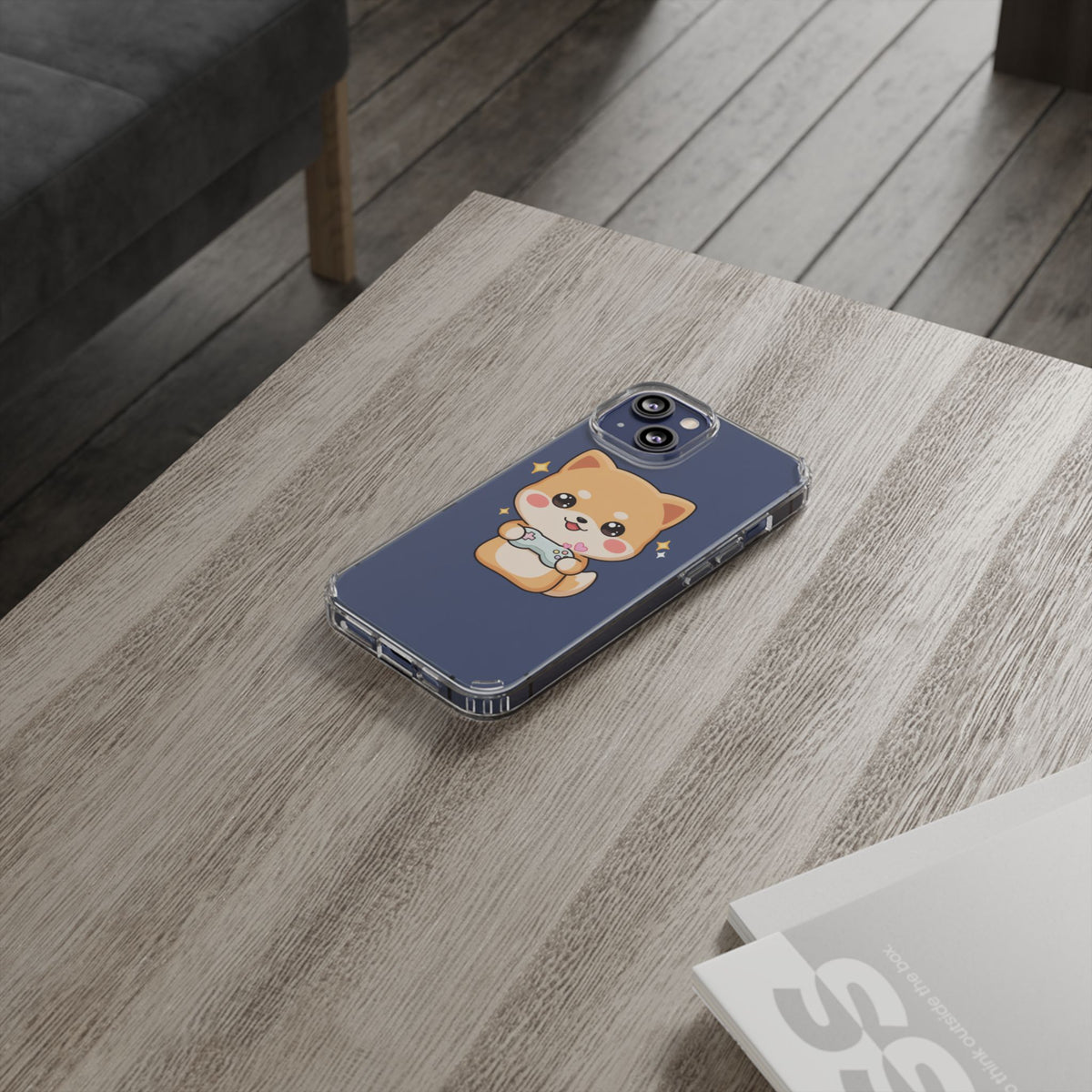 Kawaii Shiba Inu Gamer Phone Case, Clear Impact-Resistant