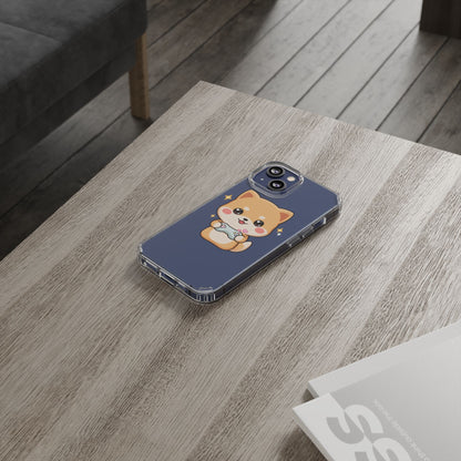 Kawaii Shiba Inu Gamer Phone Case, Clear Impact-Resistant