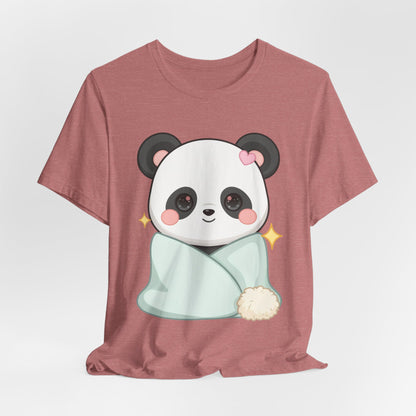 Kawaii Panda T-Shirt, Cozy Blanket Chibi Animal Tee