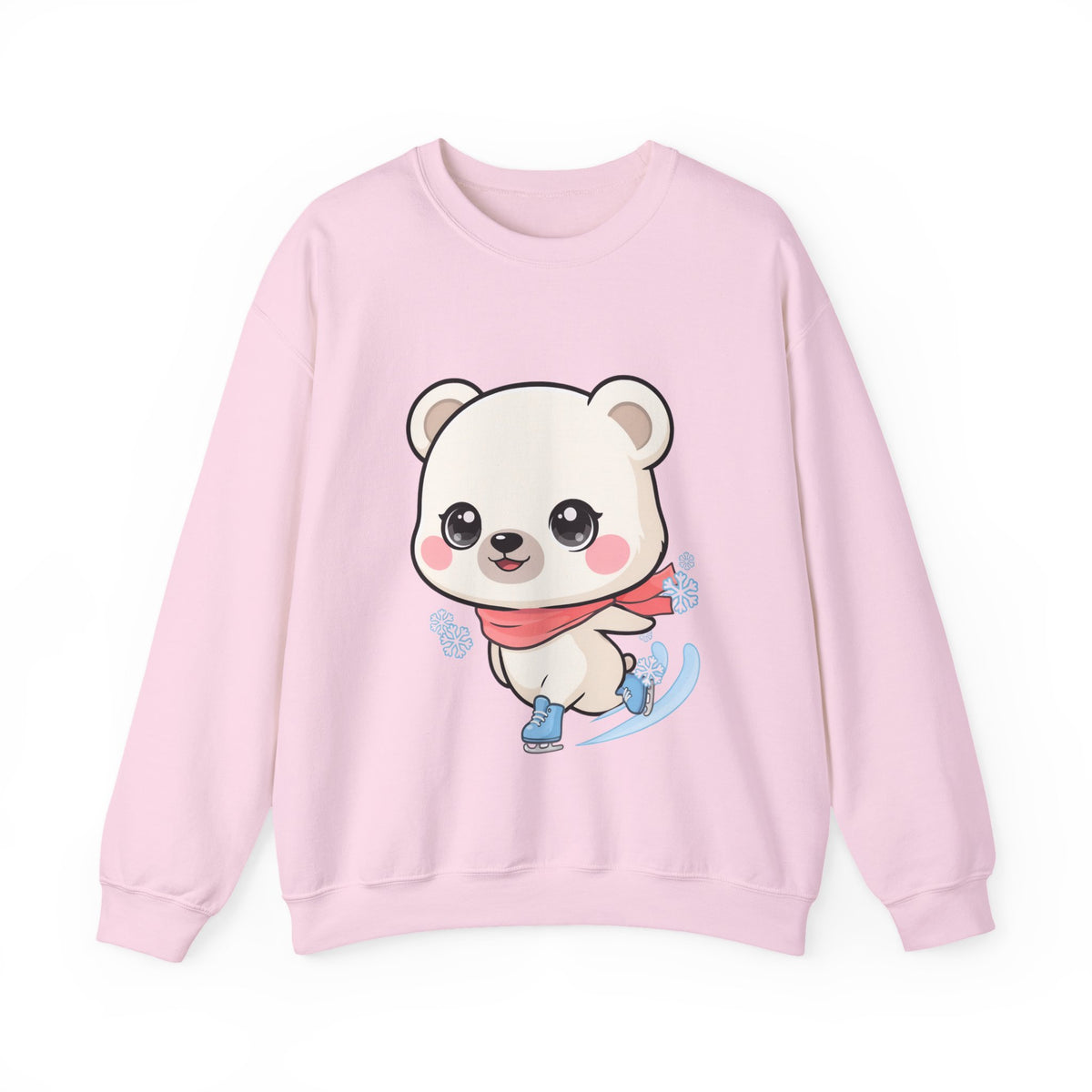 Cute Polar Bear Sweatshirt, Kawaii Ice Skating Cub