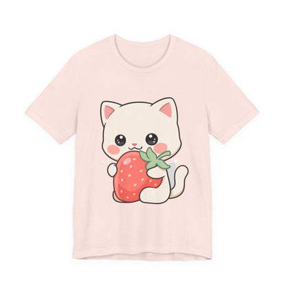 Kawaii Cat Strawberry T-Shirt, Cute Cat Lover Gift