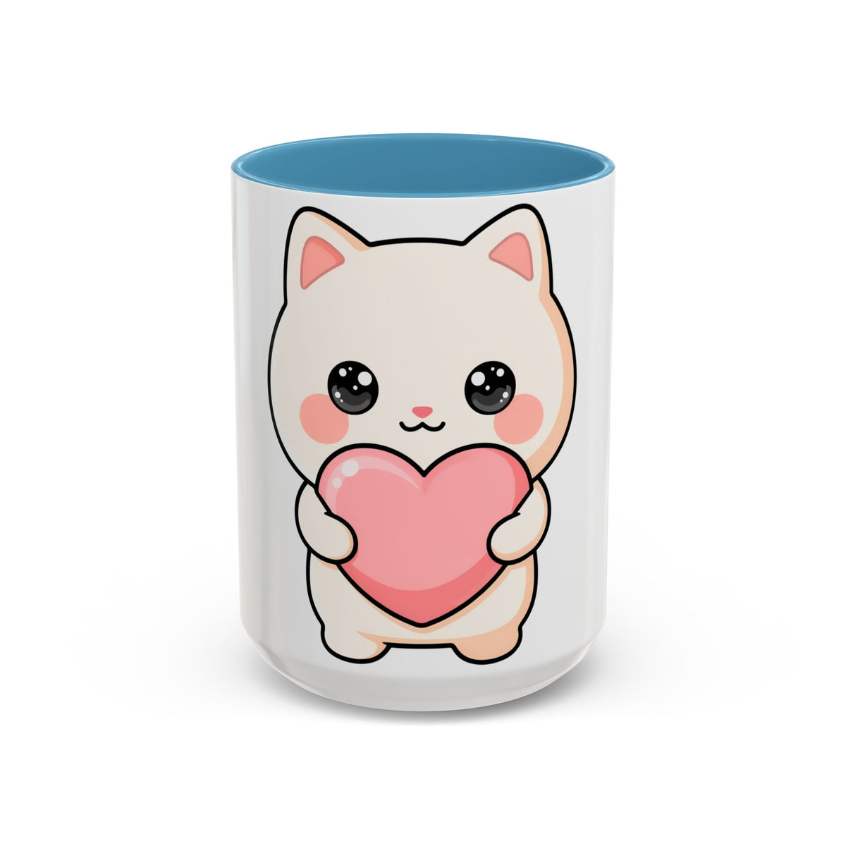 Kawaii Cat Heart Accent Coffee Mug for Sweet Morning Sips