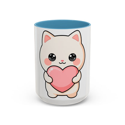 Kawaii Cat Heart Accent Coffee Mug for Sweet Morning Sips