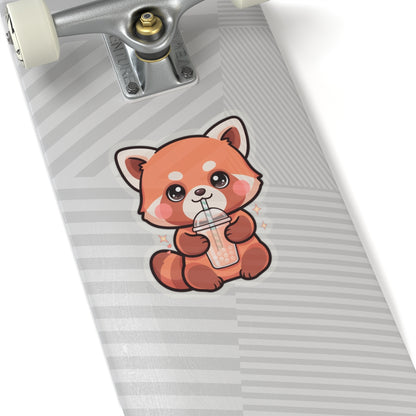 Kawaii Red Panda Bubble Tea Sticker for Boba Lovers