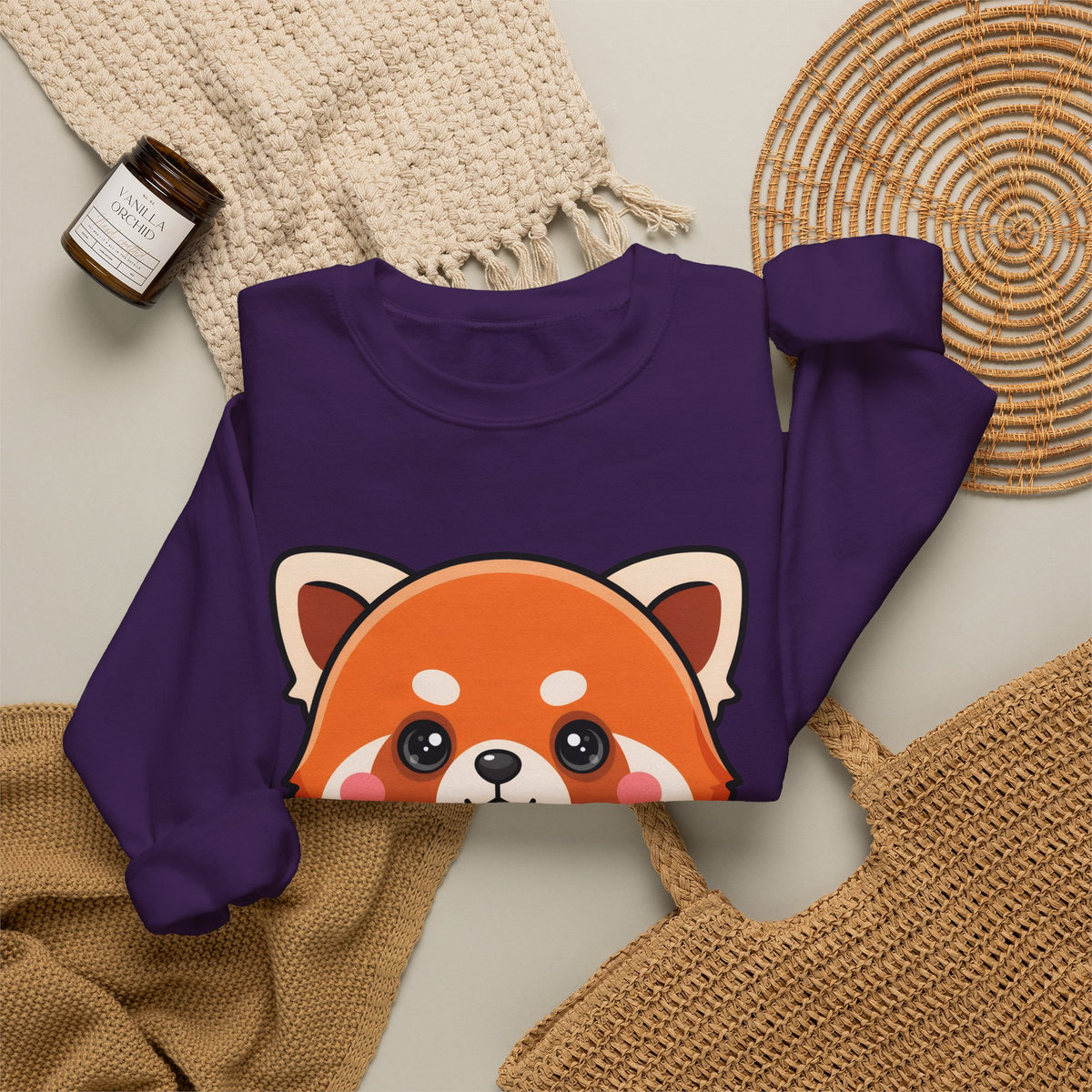 Kawaii Red Panda Sweatshirt, Cute Strawberry Hug Crewneck
