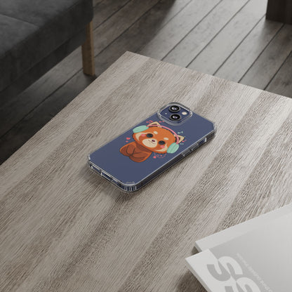 Red Panda Phone Case, Kawaii Music Lover Clear Case