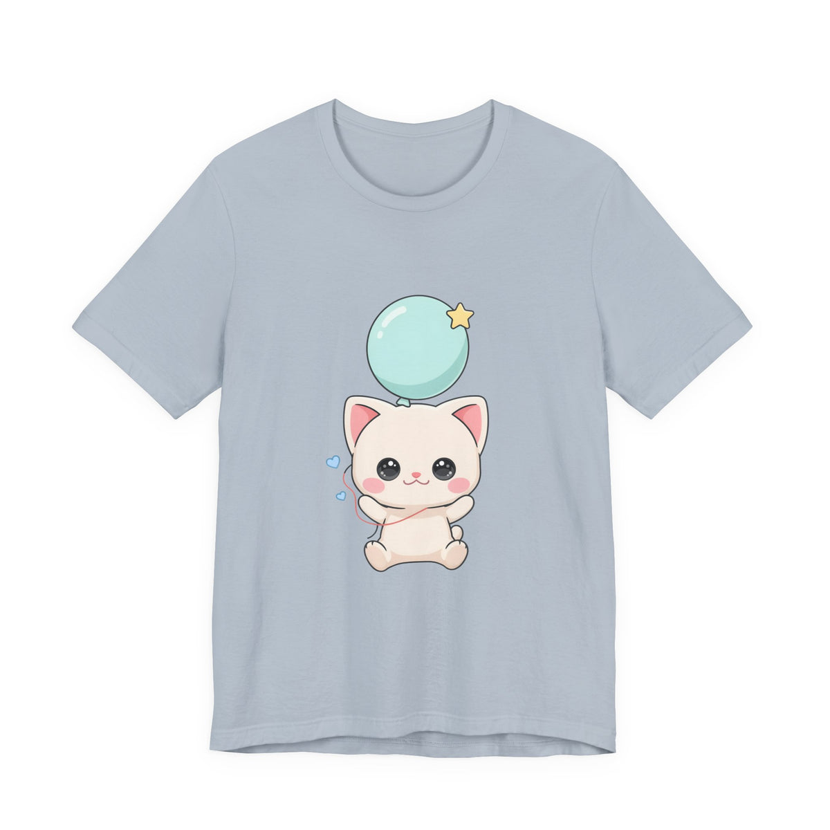 Kawaii Cat Balloon T-Shirt, Cute Chibi Kitty Tee