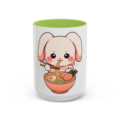 Kawaii Ramen Bunny Accent Coffee Mug, 11 oz or 15 oz