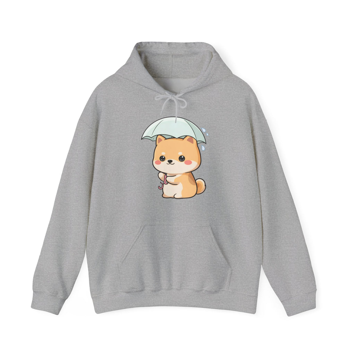 Kawaii Shiba Inu Hoodie, Cute Umbrella Dog Sweatshirt