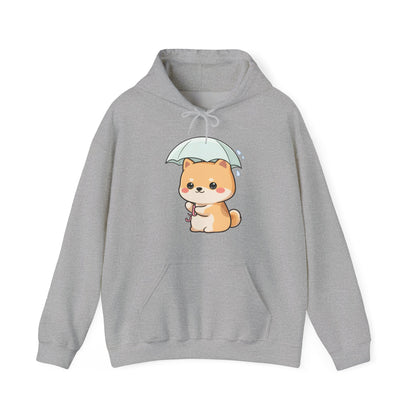 Kawaii Shiba Inu Hoodie, Cute Umbrella Dog Sweatshirt