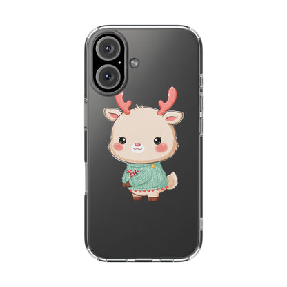 Kawaii Reindeer Clear Impact-Resistant Phone Case