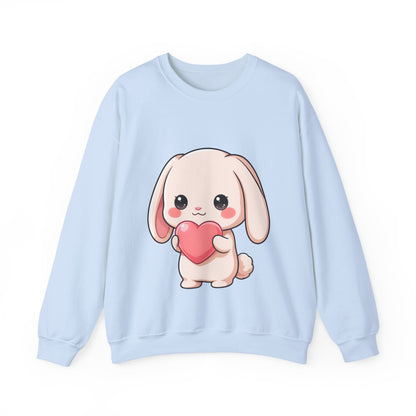 Kawaii Bunny Sweatshirt, Cute Heart Hug Crewneck