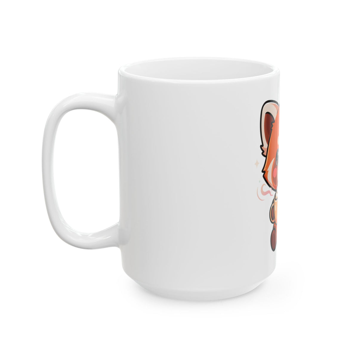 Red Panda Latte Mug, Cute Kawaii Ceramic Coffee Cup
