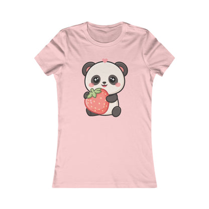 Kawaii Panda Strawberry Women's Tee for Cute Casual Outfits