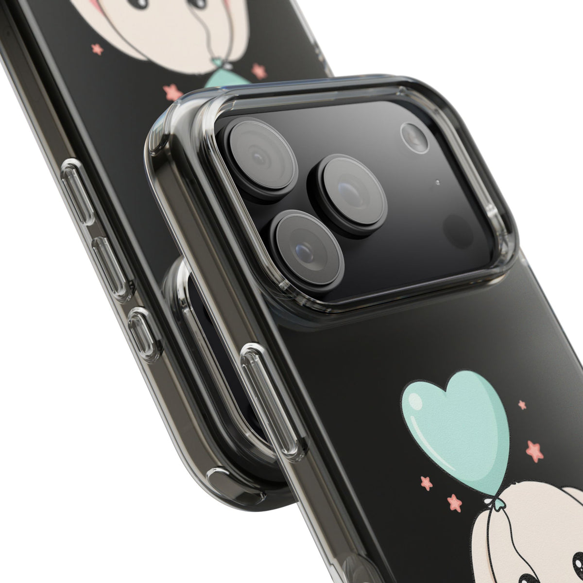 Kawaii Bunny Phone Case with Balloon, Clear Impact-Resistant
