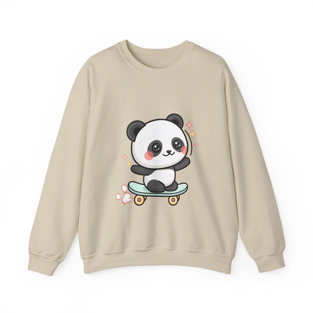 Kawaii Panda Skateboard Sweatshirt, Cute Chibi Panda