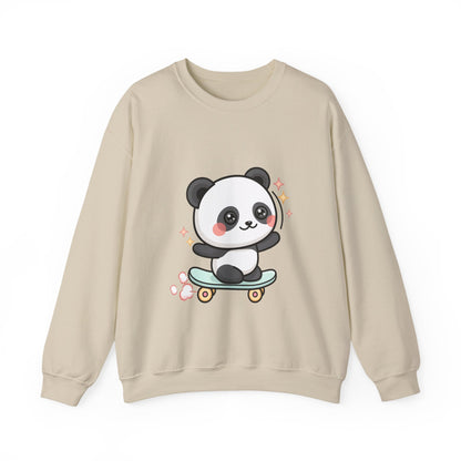 Kawaii Panda Skateboard Sweatshirt, Cute Chibi Panda