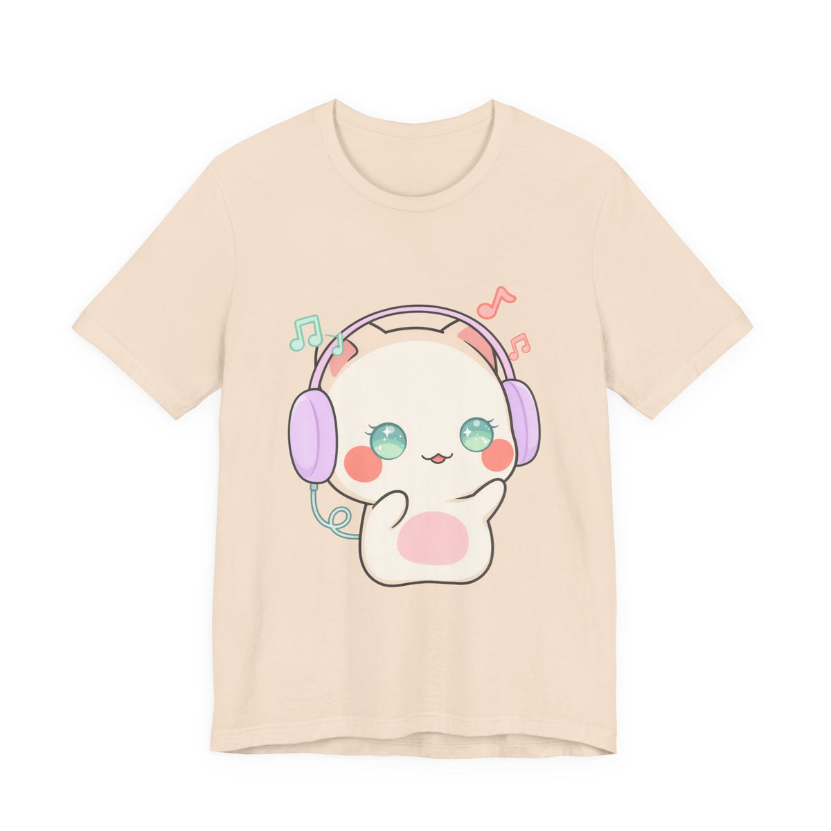 Kawaii Cat Music Lover T-Shirt, Cute Headphone Kitty Tee