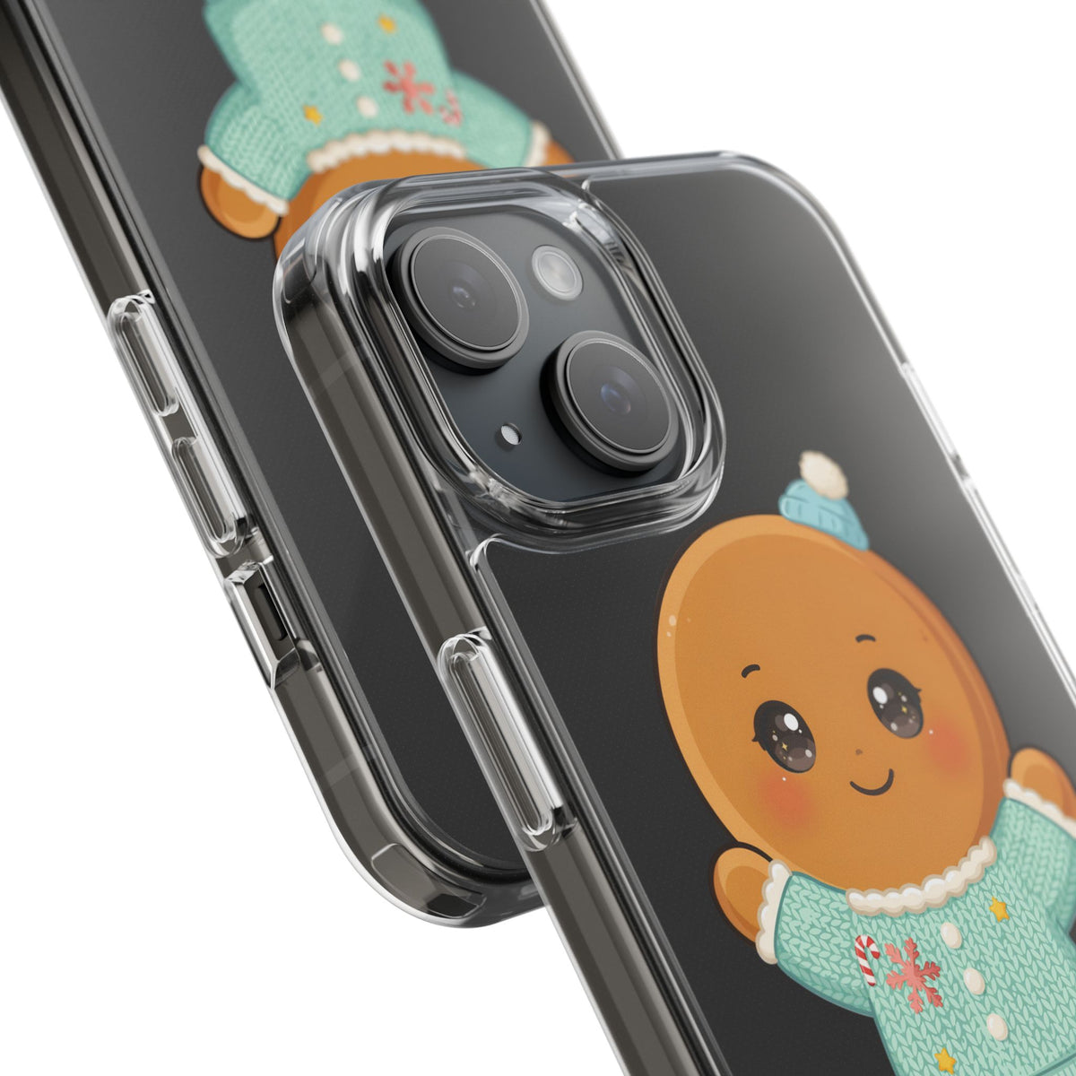 Kawaii Gingerbread Phone Case, Cute Christmas Sweater Cookie