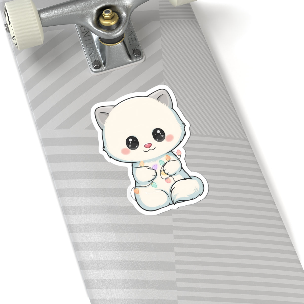 Kawaii Arctic Fox Sticker with Fairy Lights