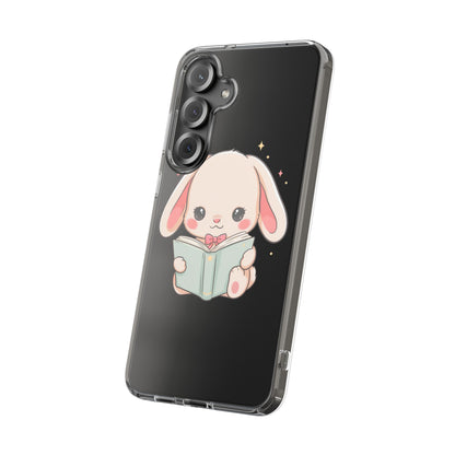 Kawaii Reading Bunny Clear Impact-Resistant Case
