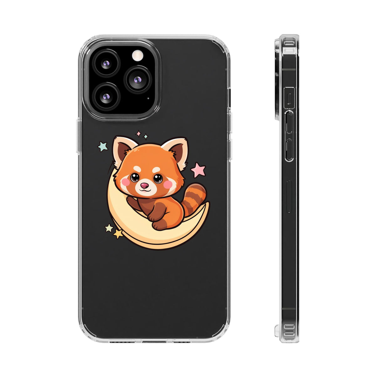 Red Panda Phone Case, Kawaii Moon Companion