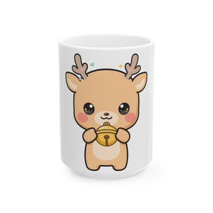 Kawaii Reindeer Mug for a Cheerful Holiday Desk