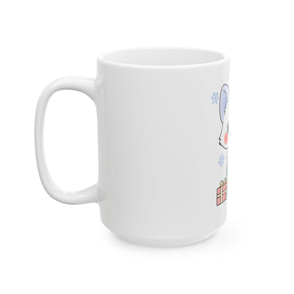 Kawaii Arctic Fox Christmas Mug, Cute Holiday Gift
