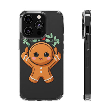 Kawaii Gingerbread Phone Case with Mistletoe Cheer