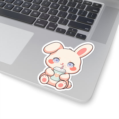 Kawaii Bunny Latte Sticker for Cozy Coffee Lovers