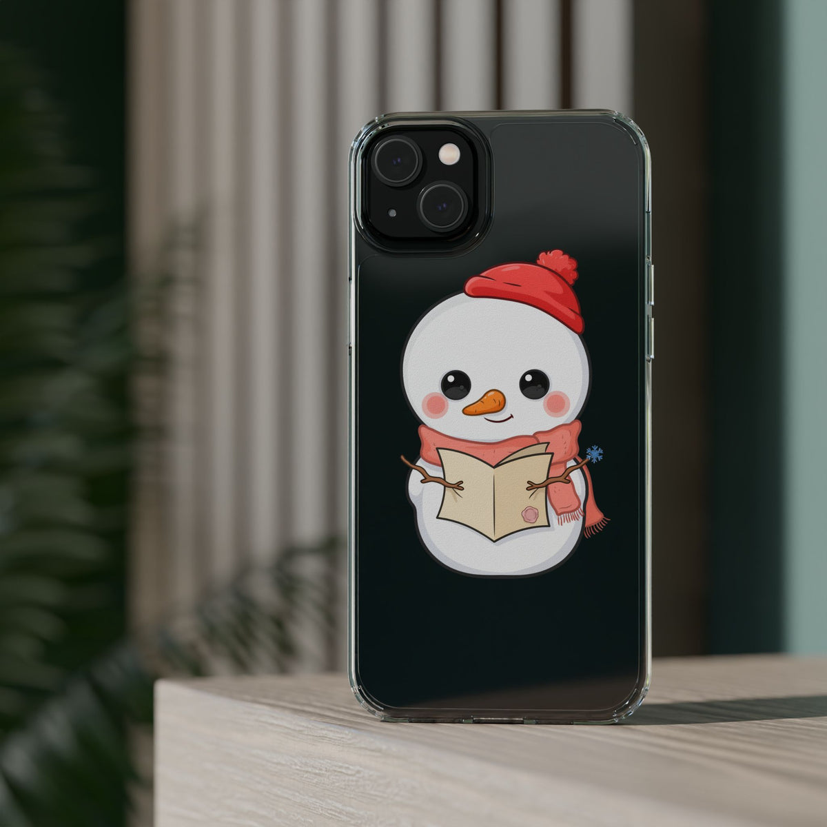Kawaii Snowman Phone Case Reading to Santa