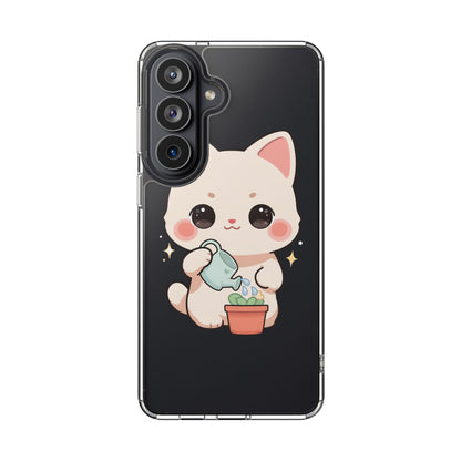 Kawaii Cat Phone Case, Cute Plant Lover Gift