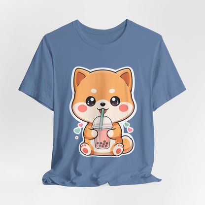 Kawaii Shiba Bubble Tea T-Shirt for Boba Lovers