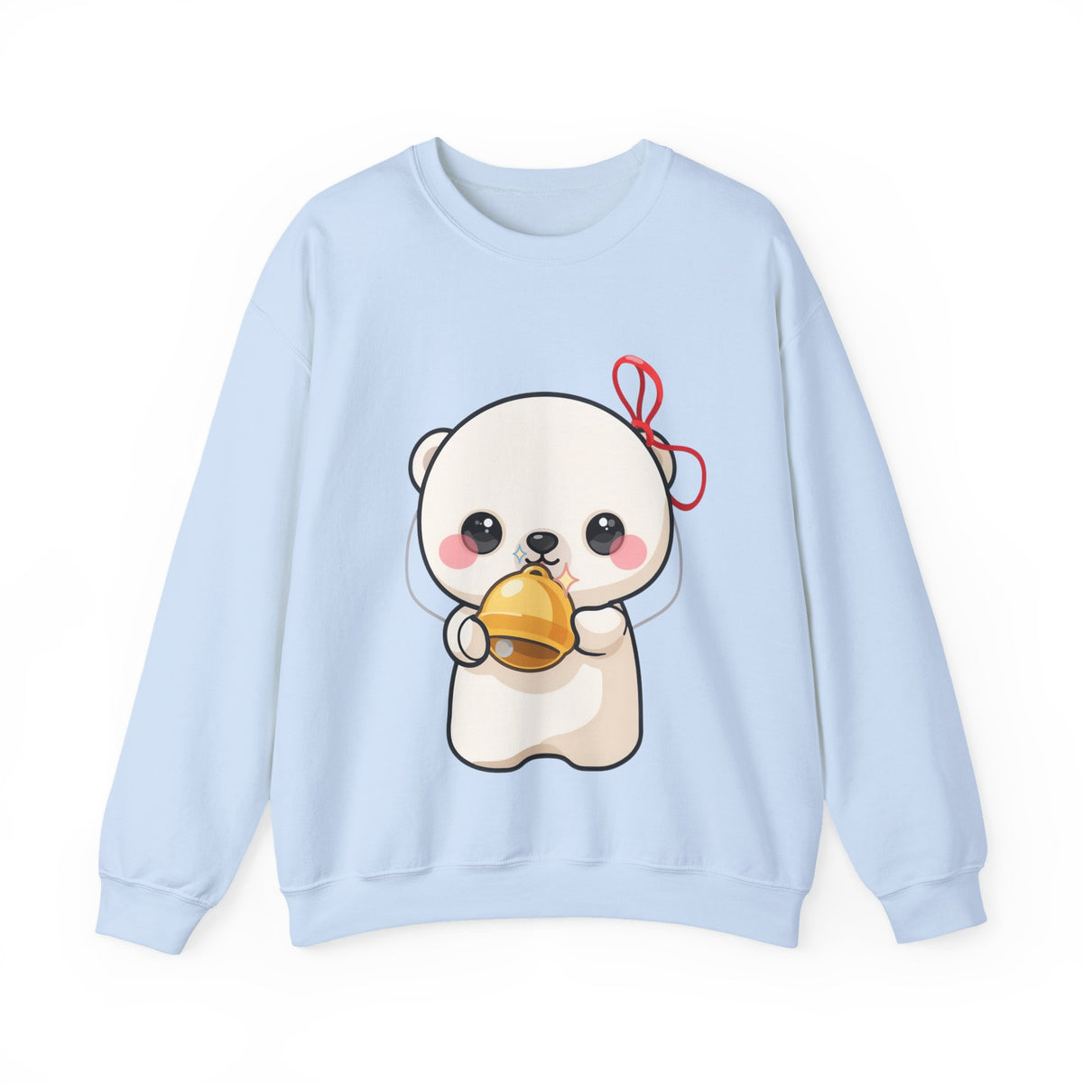 Kawaii Polar Bear Sweatshirt, Jingle Bell Holiday Crewneck
