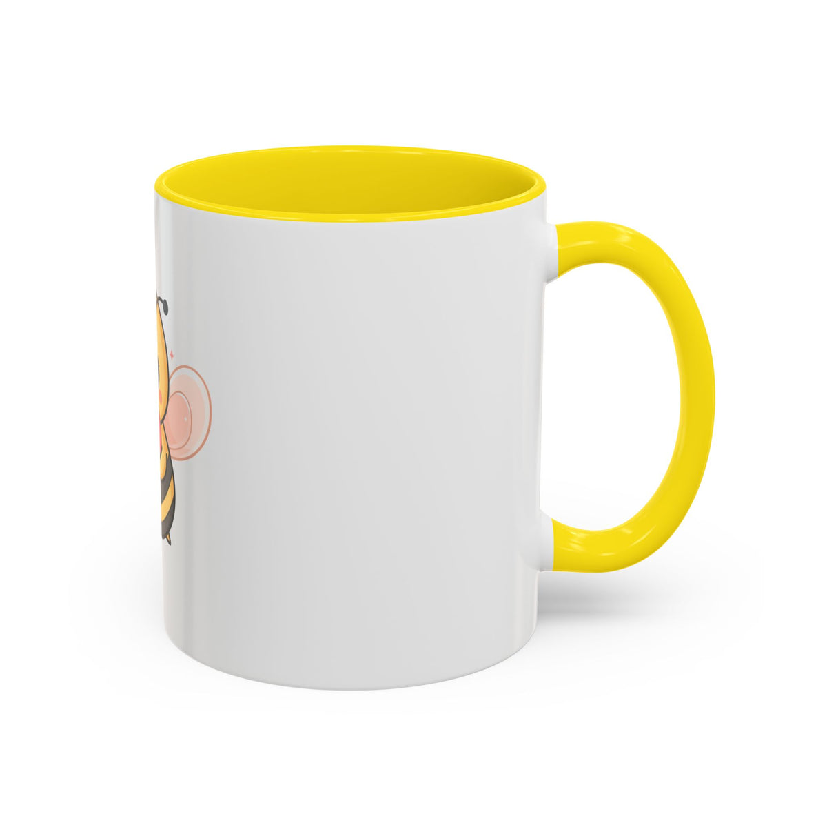 Kawaii Bee Accent Coffee Mug with Pink Heart