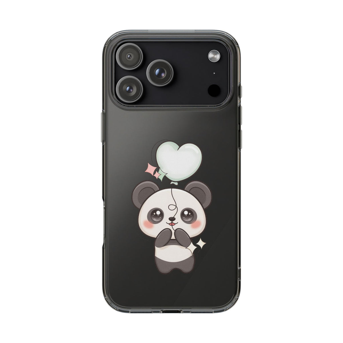 Kawaii Panda Clear Phone Case with Balloon