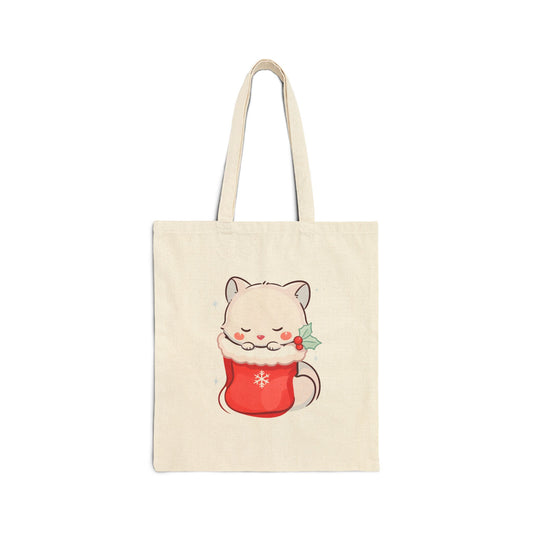 Christmas Fox Tote Bag for Kawaii Holiday Fans