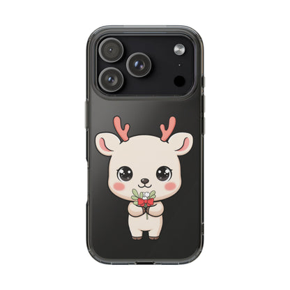 Kawaii Christmas Reindeer Clear Phone Case Gift