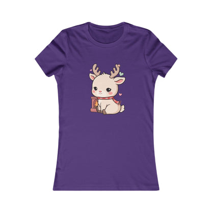 Kawaii Reindeer Women's Tee for Cozy Holiday Fans