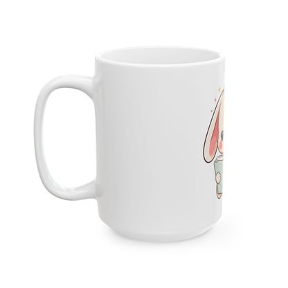 Book Lover Bunny Mug, Cute Reading Gift for Bookworms
