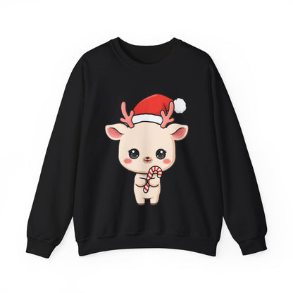 Kawaii Reindeer Christmas Sweatshirt, Cute Holiday Crewneck