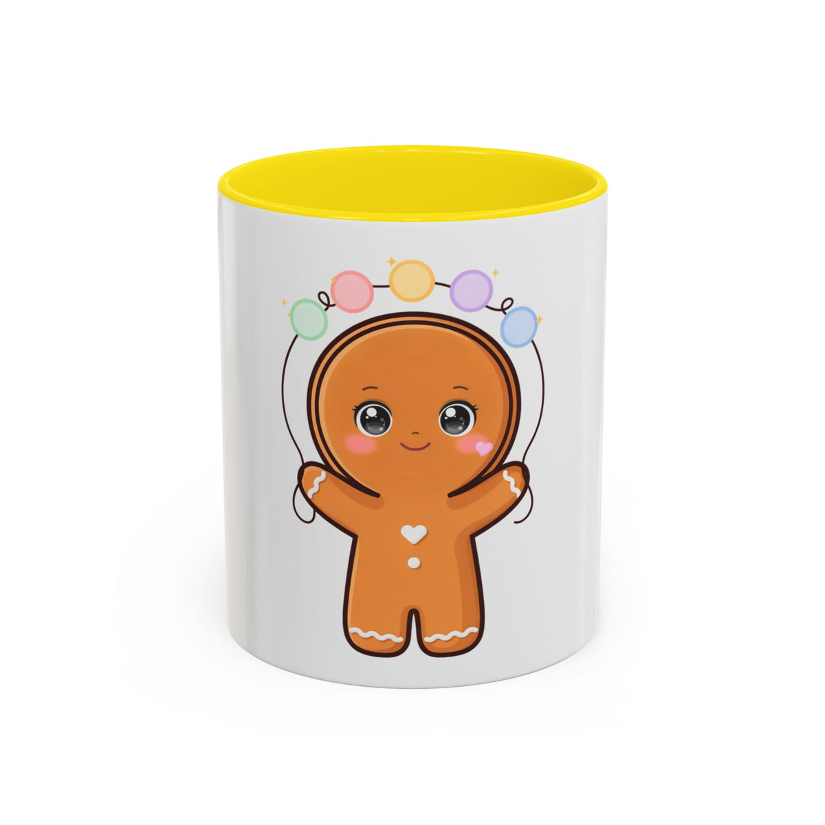 Gingerbread Man Accent Coffee Mug, Cute Kawaii Holiday Gift