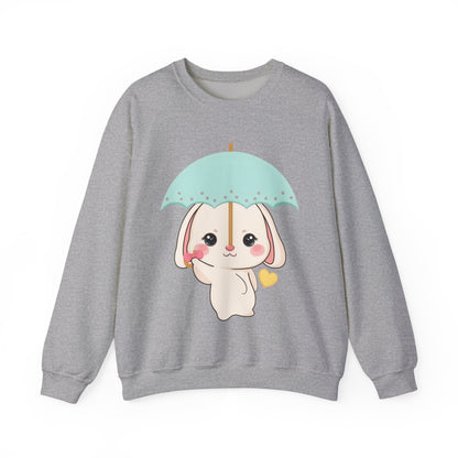 Kawaii Bunny Sweatshirt with Umbrella | Cute Chibi Gift